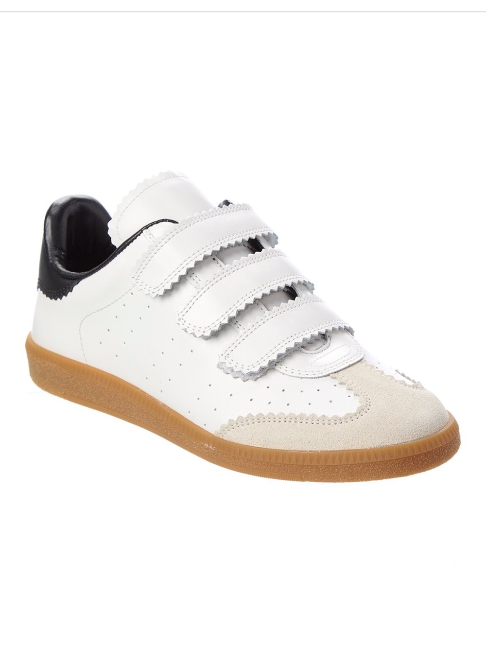 White Leather Velcro Sneakers with Gum Sole